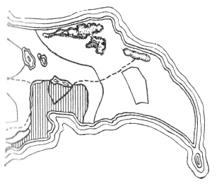 Рис. 1. Схема расположения г. Баку и поселков «Азнефти» в пределах Апшеронского полуострова, по проекту 1925 г.